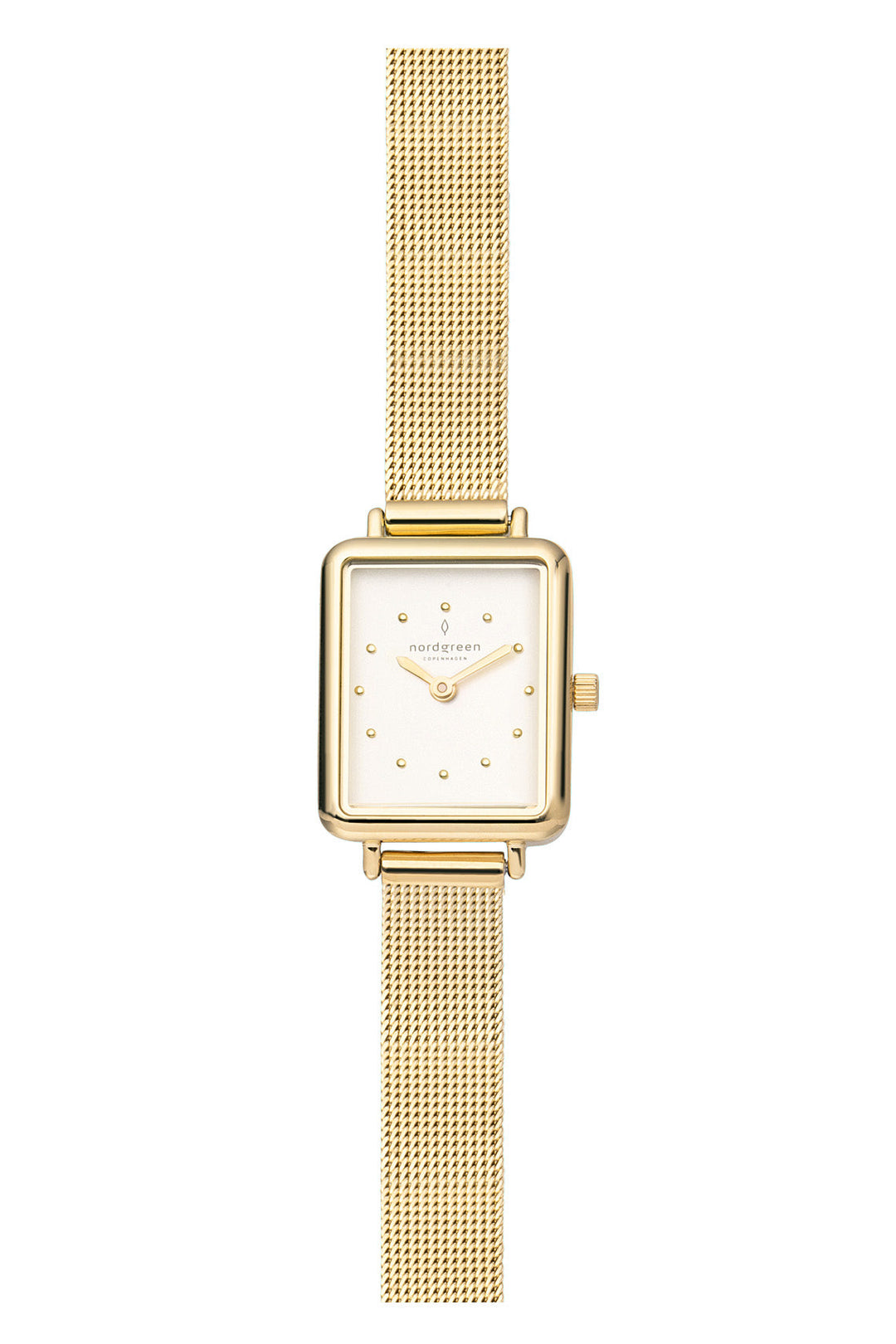 Nordgreen Allure 20mm x 30mm White Dial Gold Mesh Watch