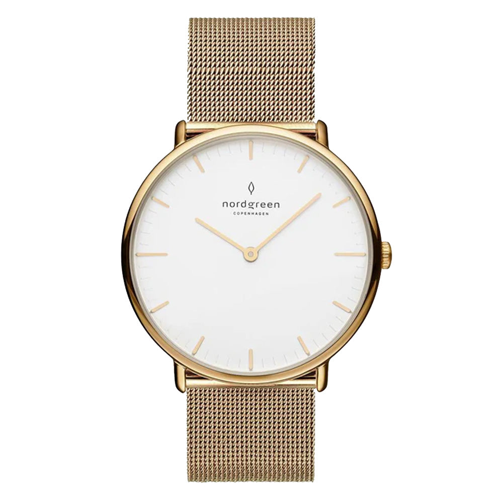 Nordgreen Native 36mm Gold Mesh Strap Watch