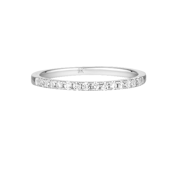 Georgini Gold Round Brilliant Cut Moissanite Wedding Band In 9ct White Gold