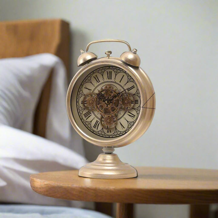 Misty Bell Moving Cogs Clock on footed stand