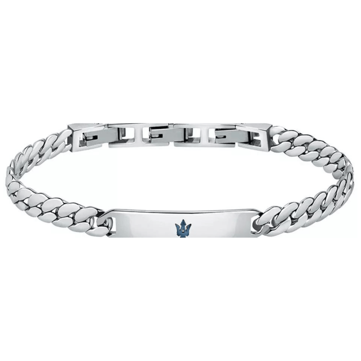 Maserati Bracelets Maserati Jewels Chain Silver Bracelet Blue Trident Brand