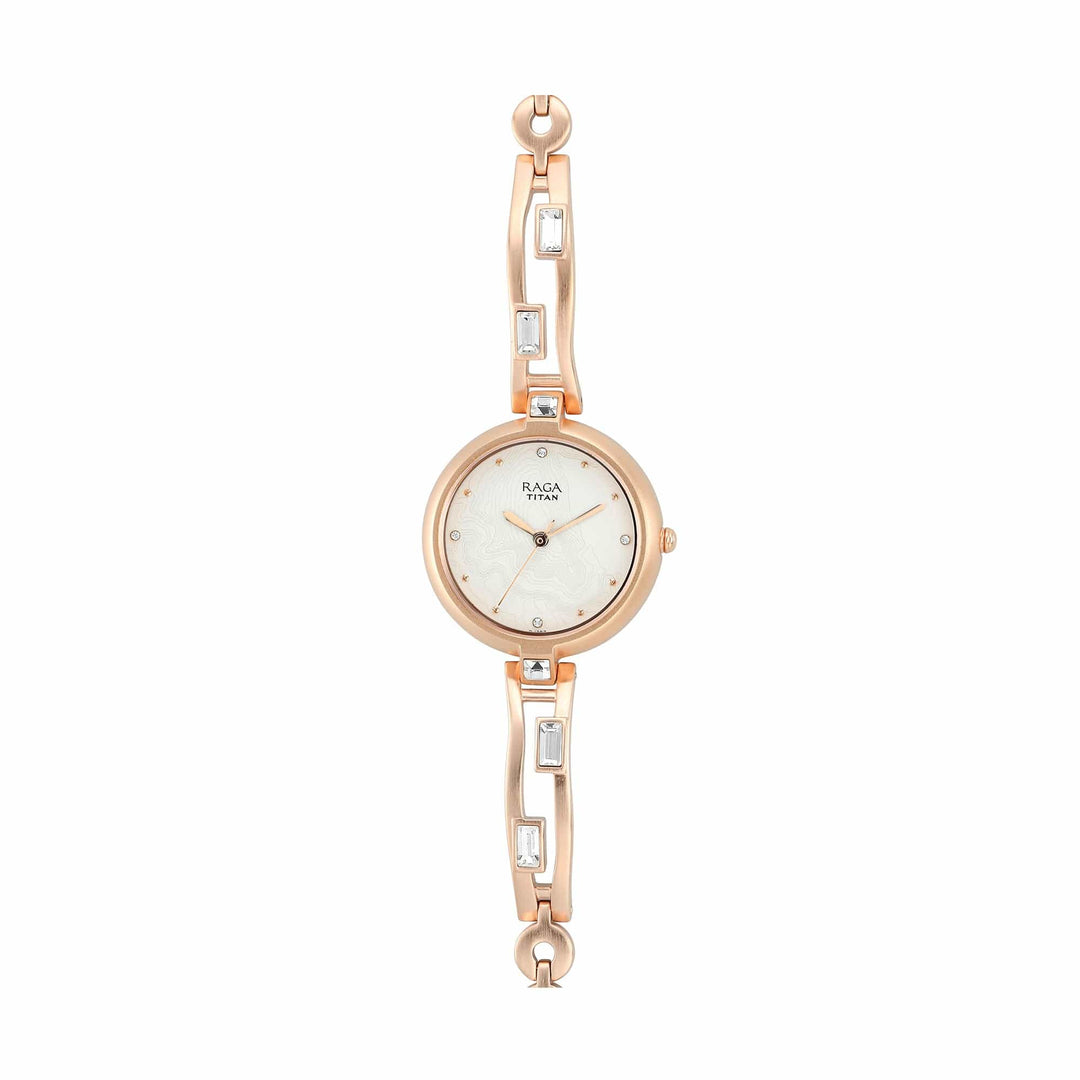 Titan Chronograph Watches Titan Raga I Am White Dial Women Watch With Metal Strap Brand