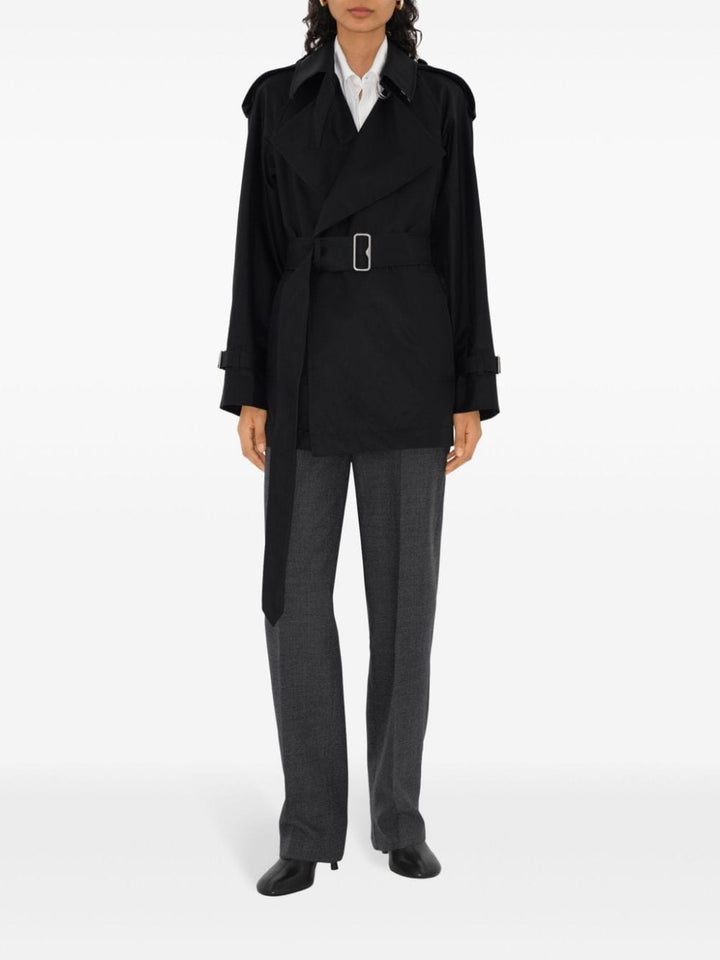 Burberry Coats Burberry Coats Black Black cotton gabardine coat with wide lapels and belted waist.   Brand