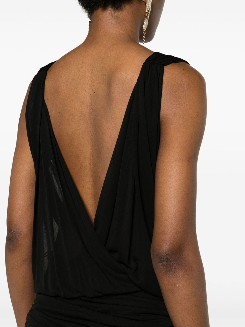 Saint Laurent Dresses 36 Saint Laurent Black Draped V-Neck Sleeveless Dress Saint Laurent Black Draped V-Neck Sleeveless Dress – Elegant and Sophisticated Brand