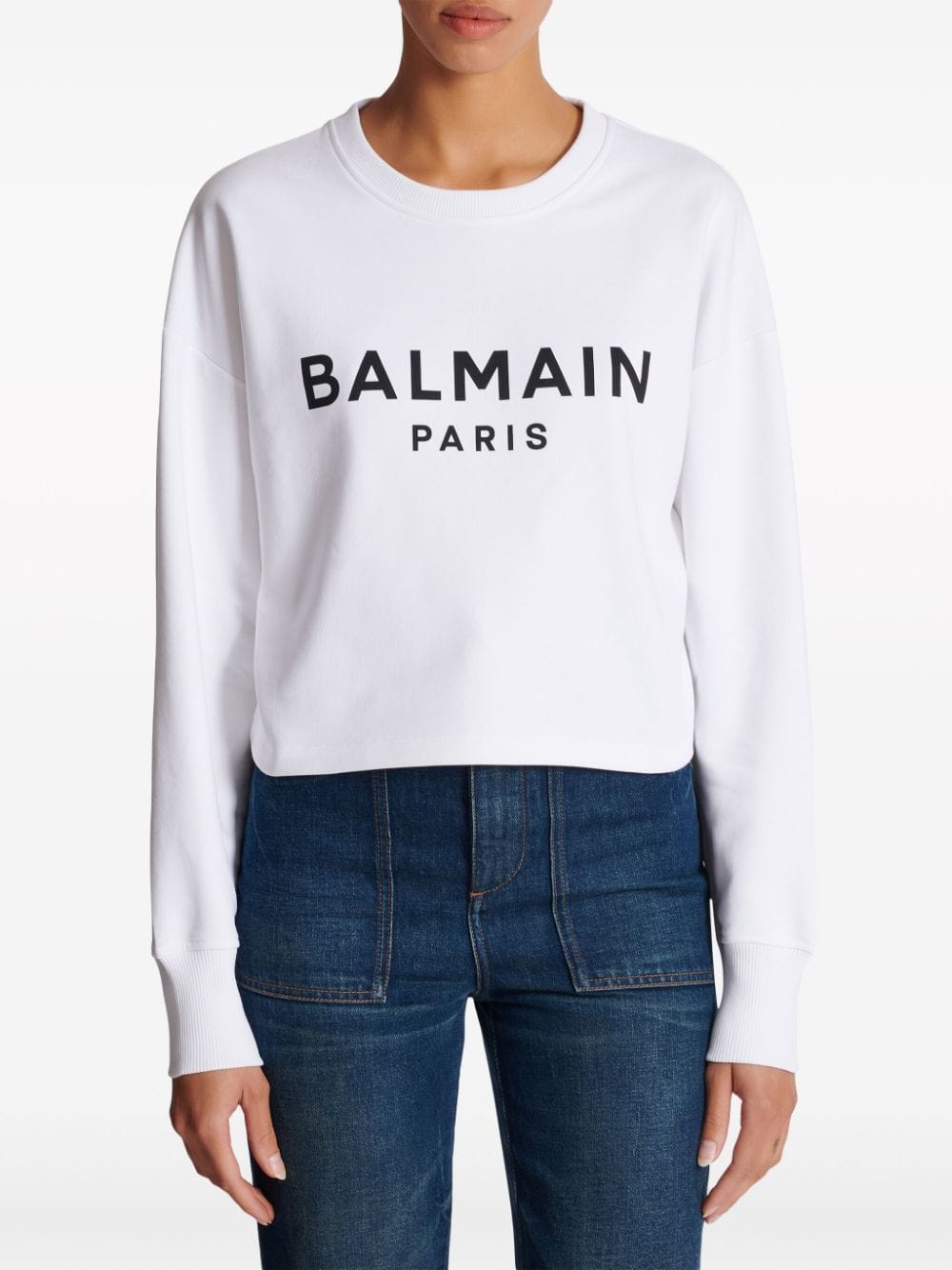 Balmain Topwear M Balmain Cotton Logo Sweater Balmain White Cotton Logo Sweater Brand