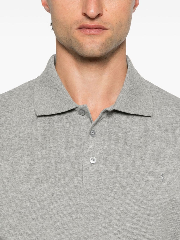 Saint Laurent Topwear Saint Laurent Grey Cotton-Blend Piqué Polo Shirt Saint Laurent Grey Cotton-Blend Piqué Polo Shirt Brand