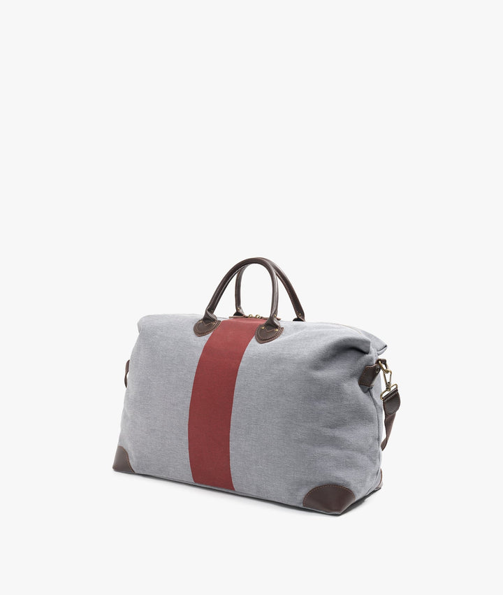 My Style Bags Travel Bags My Style Bags Harvard Stripe Duffel Travel Bag in Gray with Red Stripe for Men Brand