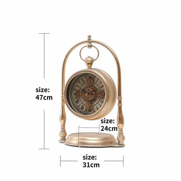 Chilli Wall Clock Marrakesh Arch Moving Cogs Table Clock - Metallic Gold Wash Brand