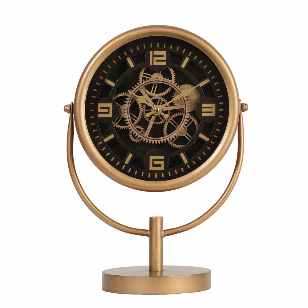 Chilli Wall Clock Orton Industrial Moving Cogs Clock Footed Stem Orton Industrial Moving Cogs Clock Footed Stem - Gold w/Black Brand