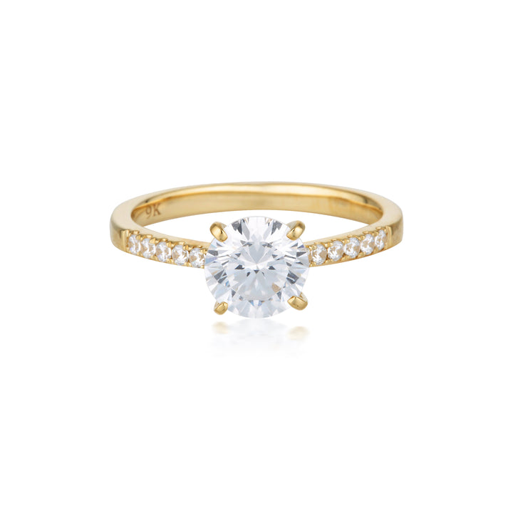 Georgini Gold Round Brilliant Cut In 1.25ctw Moissanite Engagement Ring In 9ct Yellow Gold